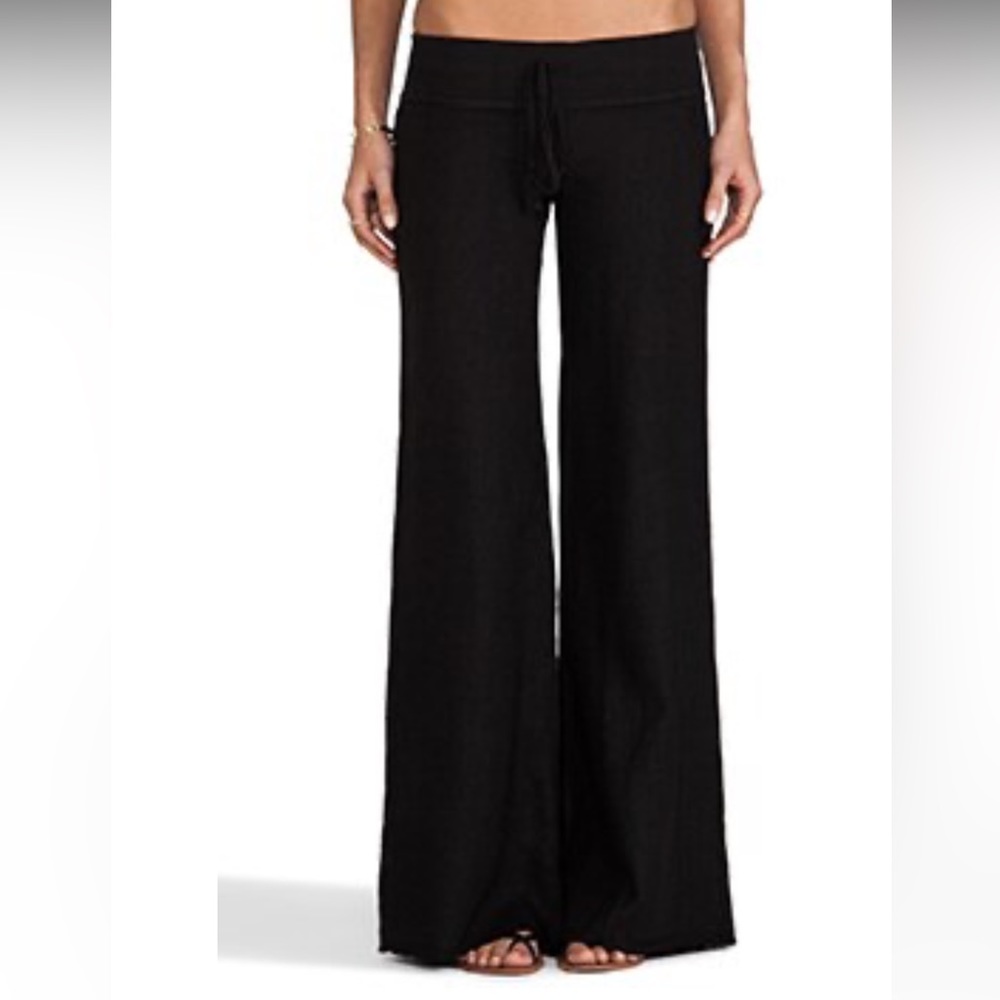 KRISA black wide leg linen pant Size S